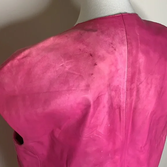 J BRAND Eberhardt Italian Lamb Leather Pink Vest S